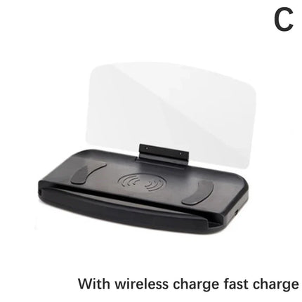 Mobile Phone Holder HUD Car Navigation Projector Head-up Display QI Wireless Charger Car Holder