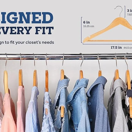 Premium Wooden Hangers Durable Non Slip Coat Hangers Heavy Duty Natural Solid Wood Hanger Clothes Storage Hangers Swivel Hooks