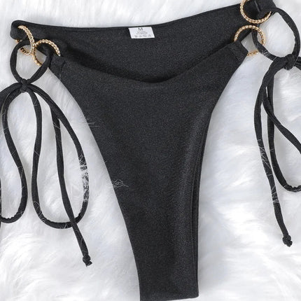 Solid Color Bikinis Push Up Swimwear Women Halter Bikini Set Shiny Swimsuit Push Up Bathing Suits Bandage Beachwear Thong