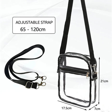 Clear Crossbody Bag Thickened PVC Stadium Approved Purse Bag for Concerts Sports Events Transparent Unisex Shoulder Messenger