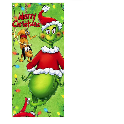 Christmas door banner, Christmas door hanging, Christmas decoration outdoor, Christmas background door hanging (green Grinch)