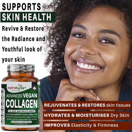 Advanced Vegan Collagen with Hyaluronic Acid, Biotin, Vitamin C & Amino Acids | Amino Acids | Made in UK