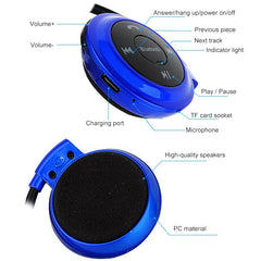 NVAHVA MP3 Player Bluetooth Headphone, Wireless Sport Headset MP3 Player With FM Radio, Stereo Earphone TF Card MP3 Max to 32GB, mini-503 Black, mini-503 Red, mini-503 Blue, mini-503 Gold