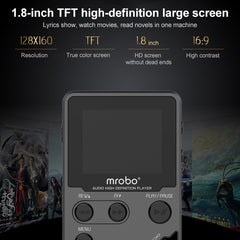 1.8 inch HIFI MP3 Player Metal High Sound Quality Entry-level Lossless Music Player, Support TF Card / FM  / E-book