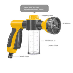 Professional Portable Multifunction Auto Foam Car Washer 3 Grade High Pressure Water Gun Cleaning Washing Foam Nozzle, Black, Green, Yellow