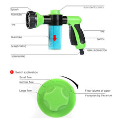 Professional Portable Multifunction Auto Foam Car Washer 3 Grade High Pressure Water Gun Cleaning Washing Foam Nozzle, Black, Green, Yellow