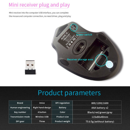 iMICE 2,4 GHz 2000 DPI einstellbarer USB 3.0-Empfänger Optische Computermaus, TBD003784801A, TBD003784801B, TBD003784801C, TBD003784801D, TBD003784801E, TBD003784801F, TBD003784801G, TBD003784801H
