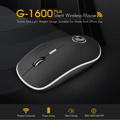 iMCE 2.4Ghz 1600 DPI Ergonomic Noiseless USB Mute Wireless Mouse