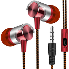 Metal Wired Earphone Super Bass Sound Headphones In-Ear Sport Headset with Mic for Xiaomi Samsung Huawei