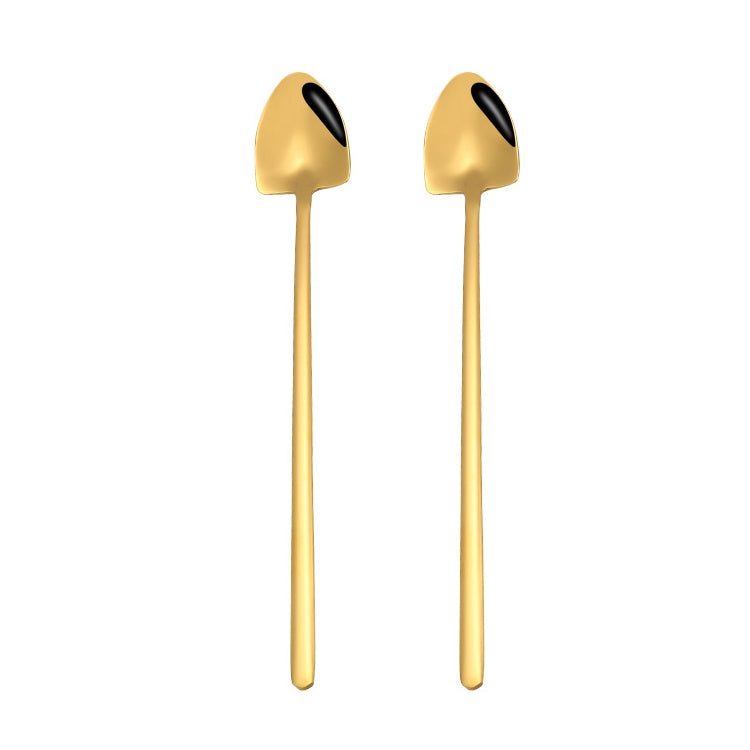 2 PCS Stainless Steel Spoon Creative Coffee Spoon Bar Ice Spoon Gold Plated Long Stirring Spoon