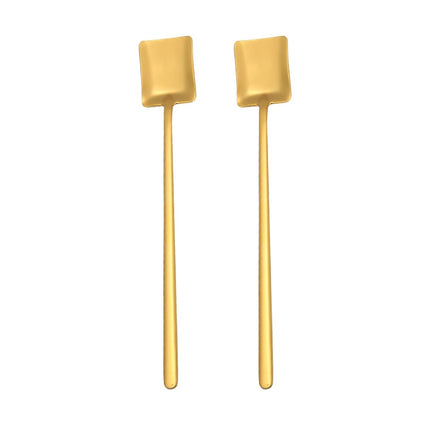 2 PCS Stainless Steel Spoon Creative Coffee Spoon Bar Ice Spoon Gold Plated Long Stirring Spoon, Pointed Spoon Silver, Square Spoon Silver, Round Spoon Gold, Pointed Spoon Gold, Square Spoon Gold, Pointed Spoon Rose Gold, Square Spoon Rose Gold