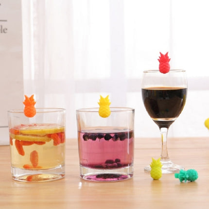 6pcs / Set Wine Glass Silicone Pineapple Mark Distinguisher Party Fruit Shape Cup Mark, Pineapple