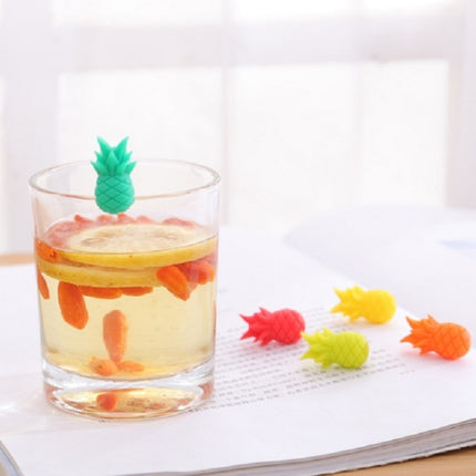 6pcs / Set Wine Glass Silicone Pineapple Mark Distinguisher Party Fruit Shape Cup Mark, Pineapple