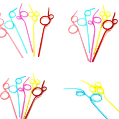 10 PCS Creative Plastic Curved Straws, Random Color Style Delivery, Plastic Curved Straws