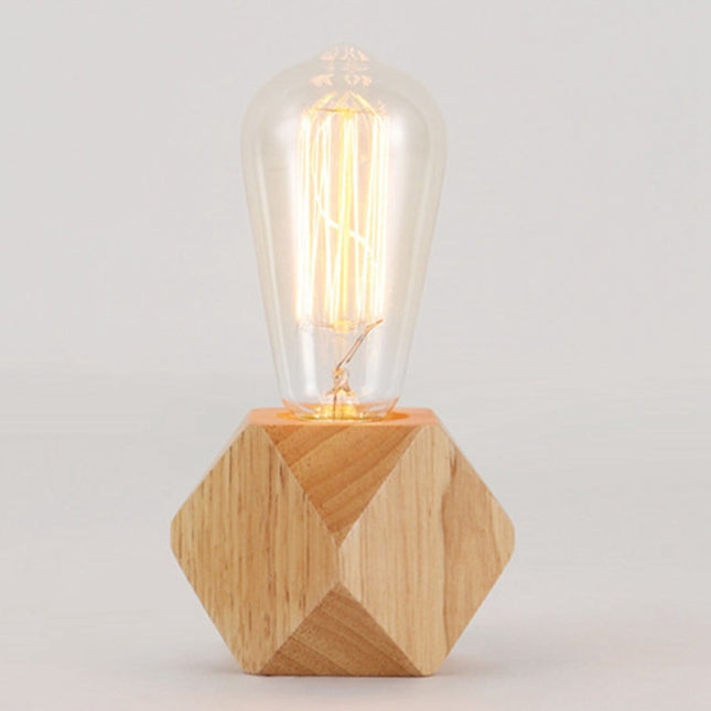 Solid Wood Decoration LED Night Light Modern Minimalist Warm Bedroom Bedside Lamp Small Table Lamp without LED Bulbs, EU Plug