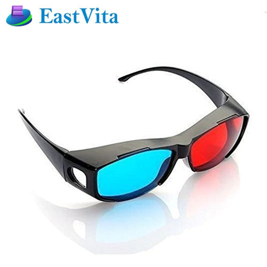 Red Blue 3D Glasses Anaglyph Framed 3D Vision Glasses for Game Stereo Movie Dimensional Glasses Plastic Glasses, Red Blue