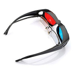 Red Blue 3D Glasses Anaglyph Framed 3D Vision Glasses for Game Stereo Movie Dimensional Glasses Plastic Glasses, Red Blue