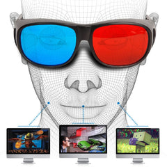 Red Blue 3D Glasses Anaglyph Framed 3D Vision Glasses for Game Stereo Movie Dimensional Glasses Plastic Glasses, Red Blue