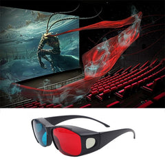 Red Blue 3D Glasses Anaglyph Framed 3D Vision Glasses for Game Stereo Movie Dimensional Glasses Plastic Glasses, Red Blue