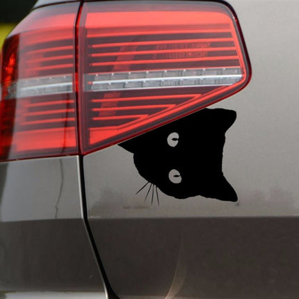 CAT FACE PEERING Pet Cat Car Sticker Decals , Size: 12x15cm, Black, WHITE