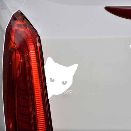 CAT FACE PEERING Pet Cat Car Sticker Decals , Size: 12x15cm, Black, WHITE