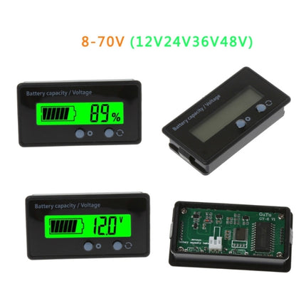 GY-6S 12V Lead-acid Battery Power Meter Lithium Battery Capacity Indicator Display Tester Percentage Voltmeter, 12V Green Light