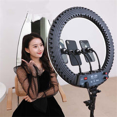 HQ-18N 18 inch 45cm LED Ring Vlogging Photography Video Lights Kits with Remote Control & Phone Clamp & 2.1m Tripod Mount, EU Plug, 18 inch