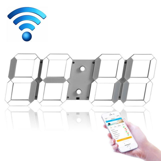 LED Digital Clock Living Room Wall Clock Creative WIFI Clock US Plug, 4 Bit WIFI Hollow White, 4 Bit WIFI Hollow Red, 4 Bit WIFI Sealed Box White