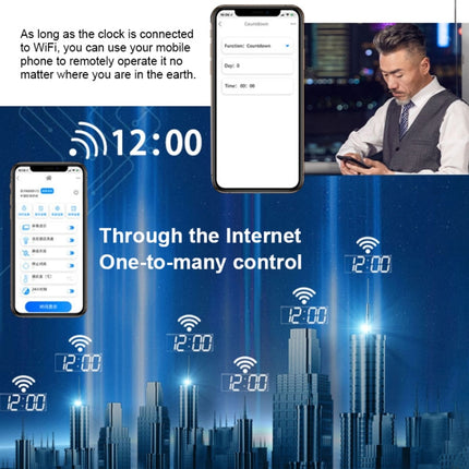 LED Digital Clock Living Room Wall Clock Creative WIFI Clock US Plug, 4 Bit WIFI Hollow White, 4 Bit WIFI Hollow Red, 4 Bit WIFI Sealed Box White