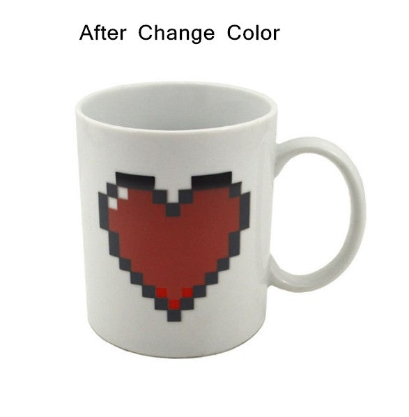 Creative Heart Magic Temperature Changing Cup Color Changing Chameleon Mugs Heat Sensitive Coffee Tea Milk Cup, Color Changing Cup