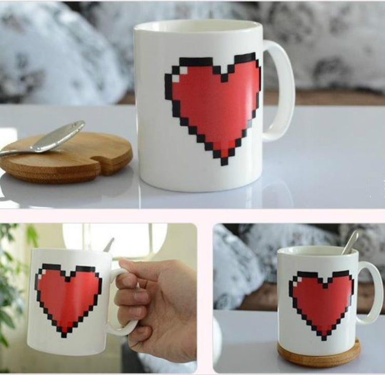 Creative Heart Magic Temperature Changing Cup Color Changing Chameleon Mugs Heat Sensitive Coffee Tea Milk Cup, Color Changing Cup