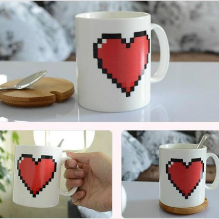 Creative Heart Magic Temperature Changing Cup Color Changing Chameleon Mugs Heat Sensitive Coffee Tea Milk Cup, Color Changing Cup