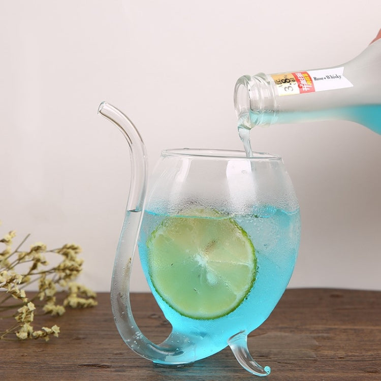 300ML Creative Glass Mug Milk Cup with straw Cold Drink Cup Juice Mug Wine Glass, 300ML Juice Mug