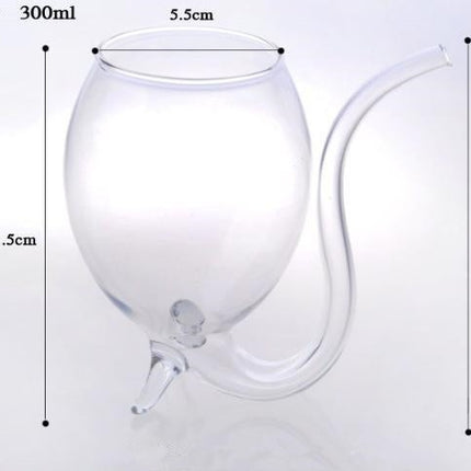 300ML Creative Glass Mug Milk Cup with straw Cold Drink Cup Juice Mug Wine Glass, 300ML Juice Mug
