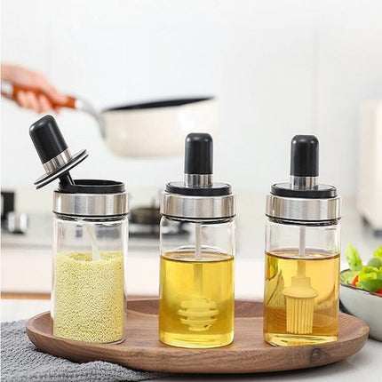 Kitchenware Seasoning Jar Spoon Cover Integrated Sealing Moisture-proof Cruet, White
