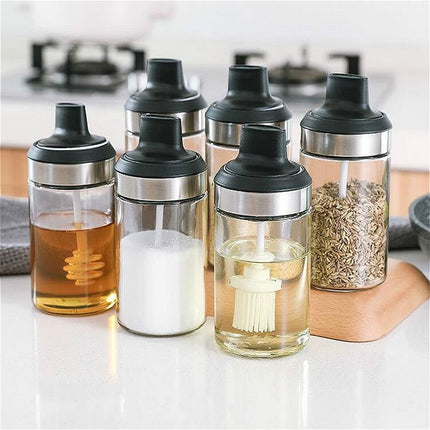Kitchenware Seasoning Jar Spoon Cover Integrated Sealing Moisture-proof Cruet, White