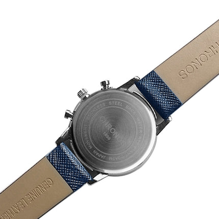 CHRONOS CH0401 Three-eye Six-needle Leather Belt Sports Watch for Men