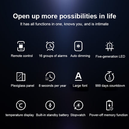 Creative Wall Clock Alarm Clock Simple Remote Control Perpetual Calendar Electronic Clock US Plug, Single-sided Remote Control