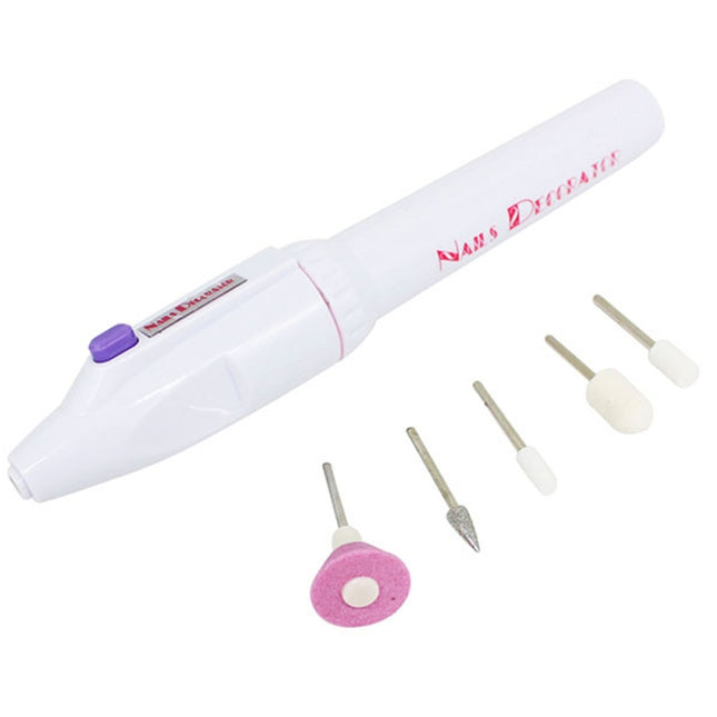 Electric Nail File Drill Kit Tips Manicure Toenail Pedicure Salon Pen Shape Manicure Kit Nail Drill Buffers Pedicure Tool with 5 Bits
