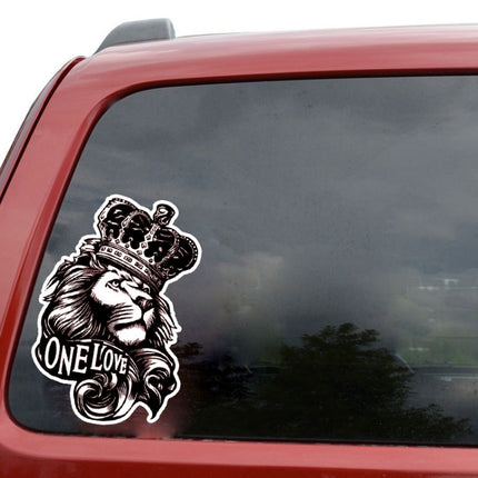 5 PCS YJZT One Love Lion Crown PVC Animal Car Sticker, 10x15.3CM, Lion Crown