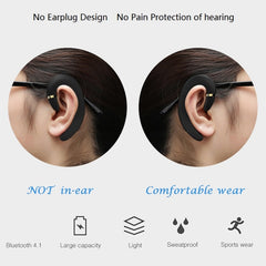 ET Bluetooth Earphone Wireless Headset Handsfree Ear Hook Waterproof Noise Reduction Earphone with Mic for Android IPhone