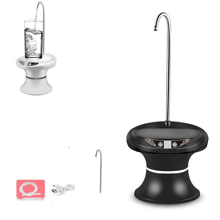 Tray Bucket Water Pump USB Rechargeable Wireless Electric Mineral Water Bucket Automatic Water Dispenser, Black, White
