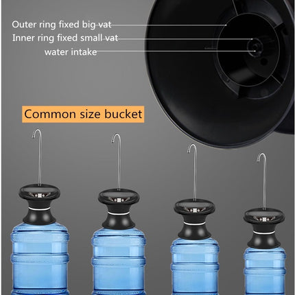 Tray Bucket Water Pump USB Rechargeable Wireless Electric Mineral Water Bucket Automatic Water Dispenser, Black, White