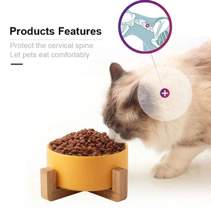 Cat Bowl Dog Pot Pet Ceramic Bowl, 13cm/400ml Single Bowl, 13cm/400ml Single Bowl With Wooden Stand, 13cm/400ml Double Bowl With Wooden Stand, 15.5cm/850ml Single Bowl, 15.5cm/850ml Single Bowl With Wooden Stand, 15.5cm/850ml Double Bowl With Wooden Stand