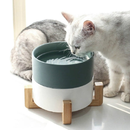 Cat Bowl Dog Pot Pet Ceramic Bowl, 13cm/400ml Single Bowl, 13cm/400ml Single Bowl With Wooden Stand, 13cm/400ml Double Bowl With Wooden Stand, 15.5cm/850ml Single Bowl, 15.5cm/850ml Single Bowl With Wooden Stand, 15.5cm/850ml Double Bowl With Wooden Stand