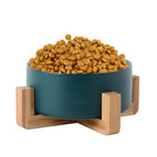 13cm/400ml Single Bowl With Wooden Stand / Green