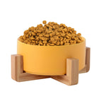 13cm/400ml Single Bowl With Wooden Stand / Yellow