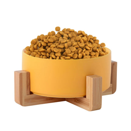 Cat Bowl Dog Pot Pet Ceramic Bowl, 13cm/400ml Single Bowl, 13cm/400ml Single Bowl With Wooden Stand, 13cm/400ml Double Bowl With Wooden Stand, 15.5cm/850ml Single Bowl, 15.5cm/850ml Single Bowl With Wooden Stand, 15.5cm/850ml Double Bowl With Wooden Stand