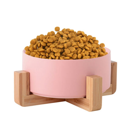 Cat Bowl Dog Pot Pet Ceramic Bowl, 13cm/400ml Single Bowl, 13cm/400ml Single Bowl With Wooden Stand, 13cm/400ml Double Bowl With Wooden Stand, 15.5cm/850ml Single Bowl, 15.5cm/850ml Single Bowl With Wooden Stand, 15.5cm/850ml Double Bowl With Wooden Stand