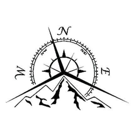 5 PCS NSWE Fashion Mountains Compass Rose Decal Nautical Compass Navigate Car Sticker, Size: 13.7x9.4cm, 5 PCS Black, 5 PCS  Silver